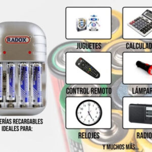 660-166 CARGADOR 4 BATERIAS AA AAA 9V 2AA Y 2AAA INCLUIDAS RADOX